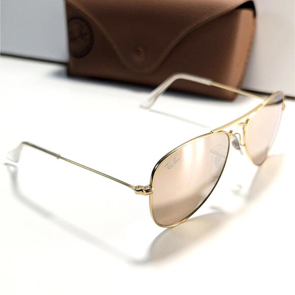 Ray-Ban Jr Aviator Mirror Lenses 240/2Y 15-13-120 3N Kids Youth Eyewear - Picture 1 of 10